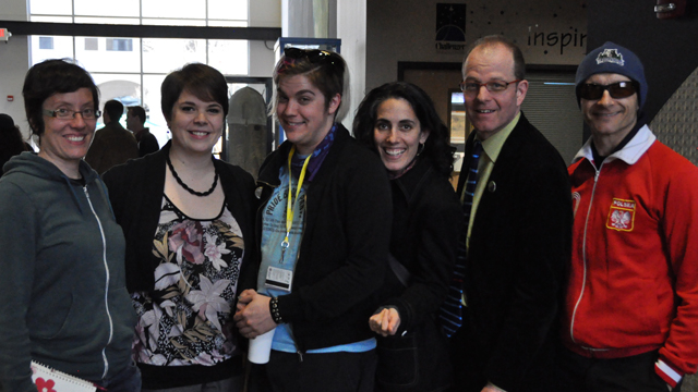 Emily Brown provides Mayer and her collaborators a tour of the Tallahassee Challenger Learning Center